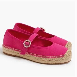 J. CREW HOT PINK MARY JANE ESPADRILLE FLATS